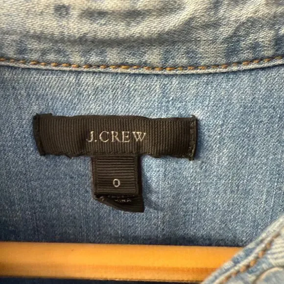 J Crew Shirt Womens 0 Blue Indigo Denim Pearl Snap Western Chambray Cowgirl - Picture 3 of 3